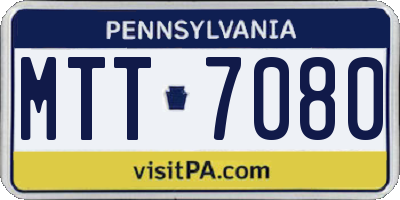 PA license plate MTT7080