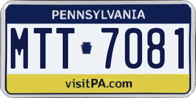 PA license plate MTT7081