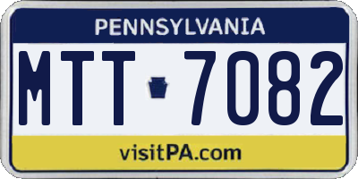 PA license plate MTT7082