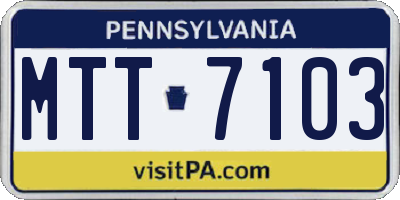 PA license plate MTT7103