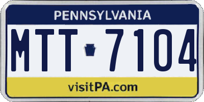 PA license plate MTT7104
