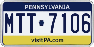 PA license plate MTT7106