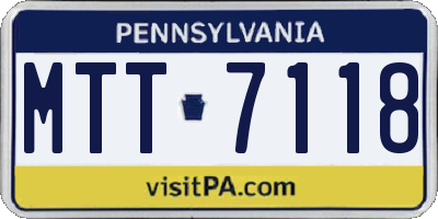 PA license plate MTT7118