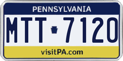 PA license plate MTT7120