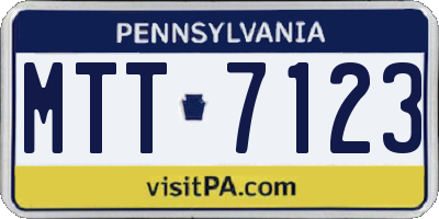PA license plate MTT7123