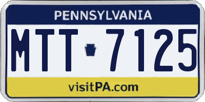 PA license plate MTT7125