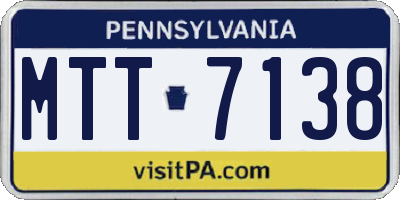 PA license plate MTT7138
