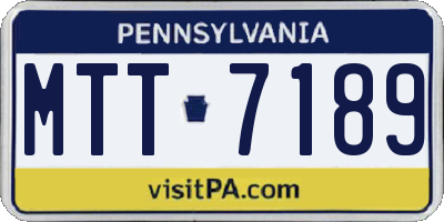 PA license plate MTT7189