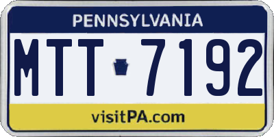 PA license plate MTT7192