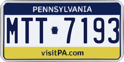 PA license plate MTT7193