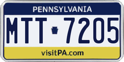 PA license plate MTT7205