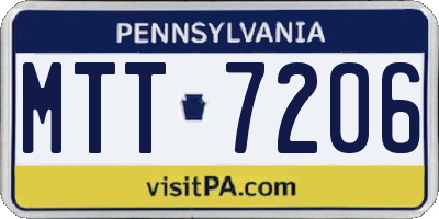PA license plate MTT7206