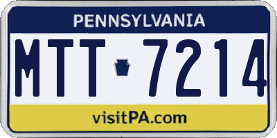 PA license plate MTT7214