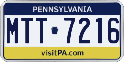 PA license plate MTT7216