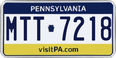 PA license plate MTT7218
