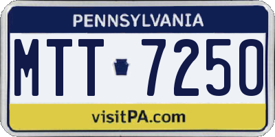 PA license plate MTT7250