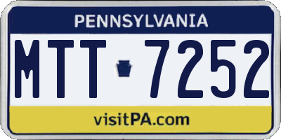 PA license plate MTT7252