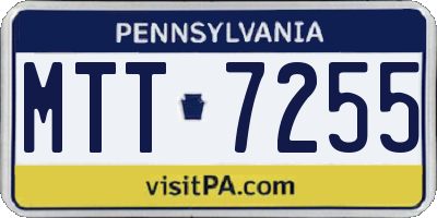 PA license plate MTT7255