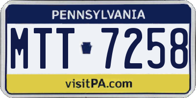 PA license plate MTT7258