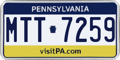PA license plate MTT7259