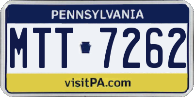 PA license plate MTT7262