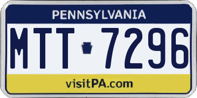 PA license plate MTT7296