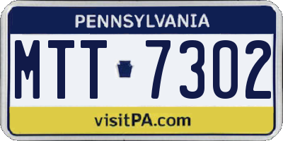 PA license plate MTT7302