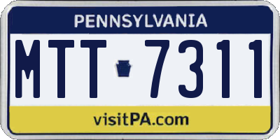 PA license plate MTT7311