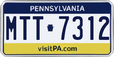 PA license plate MTT7312