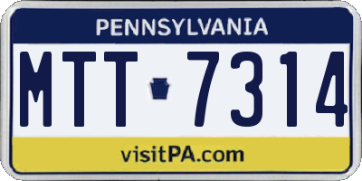 PA license plate MTT7314