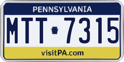 PA license plate MTT7315
