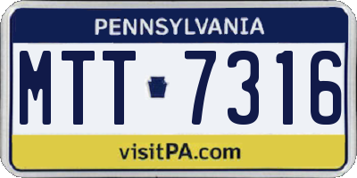 PA license plate MTT7316