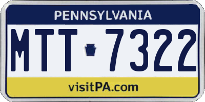 PA license plate MTT7322