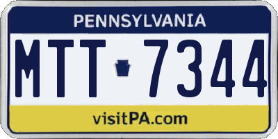 PA license plate MTT7344