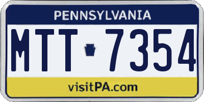 PA license plate MTT7354