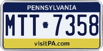 PA license plate MTT7358