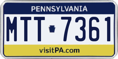 PA license plate MTT7361