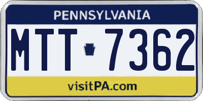 PA license plate MTT7362