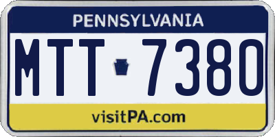 PA license plate MTT7380
