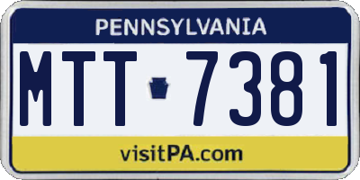 PA license plate MTT7381