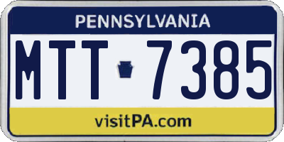 PA license plate MTT7385