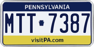 PA license plate MTT7387