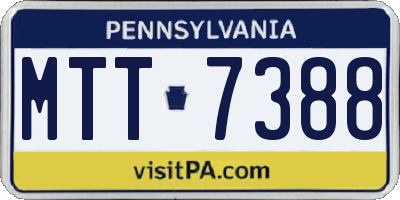 PA license plate MTT7388
