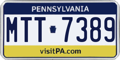 PA license plate MTT7389