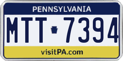PA license plate MTT7394