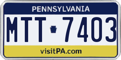 PA license plate MTT7403