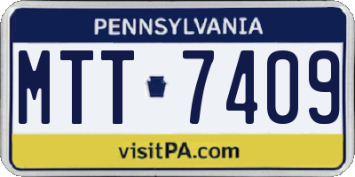 PA license plate MTT7409