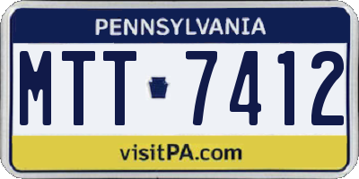 PA license plate MTT7412