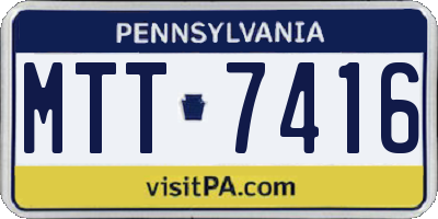 PA license plate MTT7416