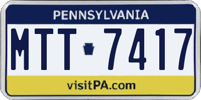 PA license plate MTT7417